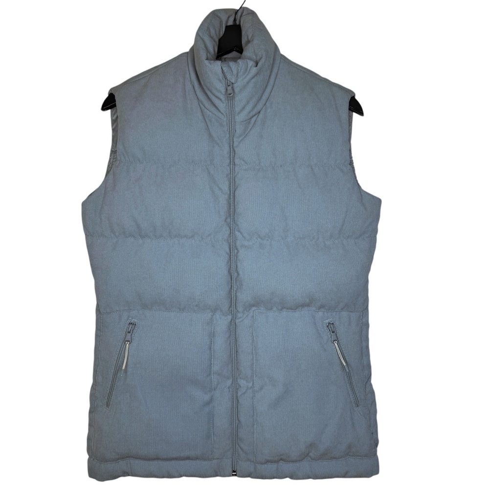 VINEYARD VINES Oversized Corduroy Zip Front Puffer Vest Size XS in Sage Green